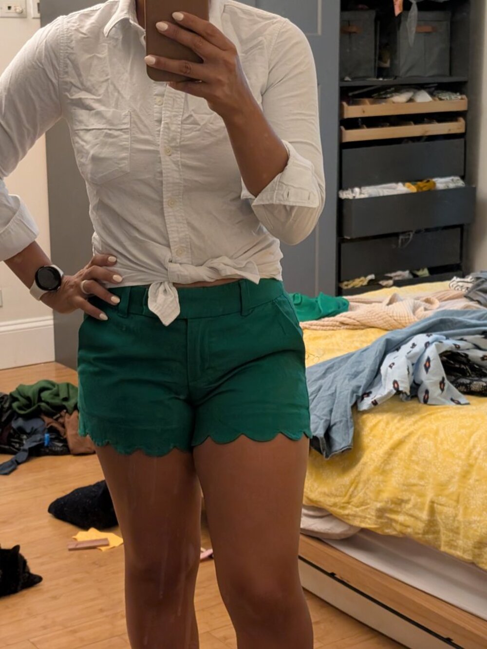 J. Crew Scalloped Green Shorts